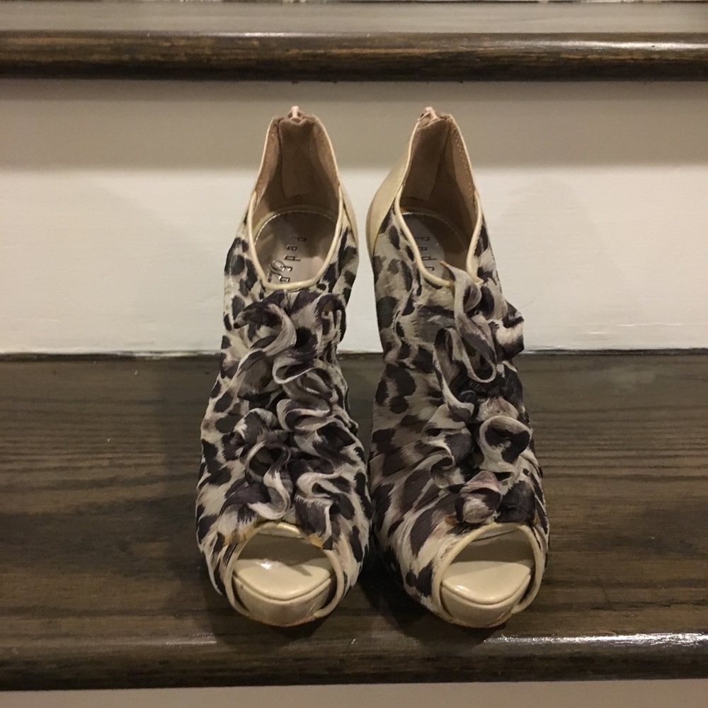 Leopard Print Mesh With Ruffle Ankle Booties - image 2